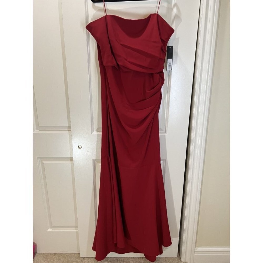 Badgley Mischka Red Beauty in a Bottle Formal Strapless Gown $725 - Picture 3 of 6